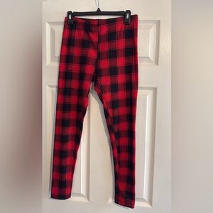 Time and Tru Red and Black Plaid Leggings